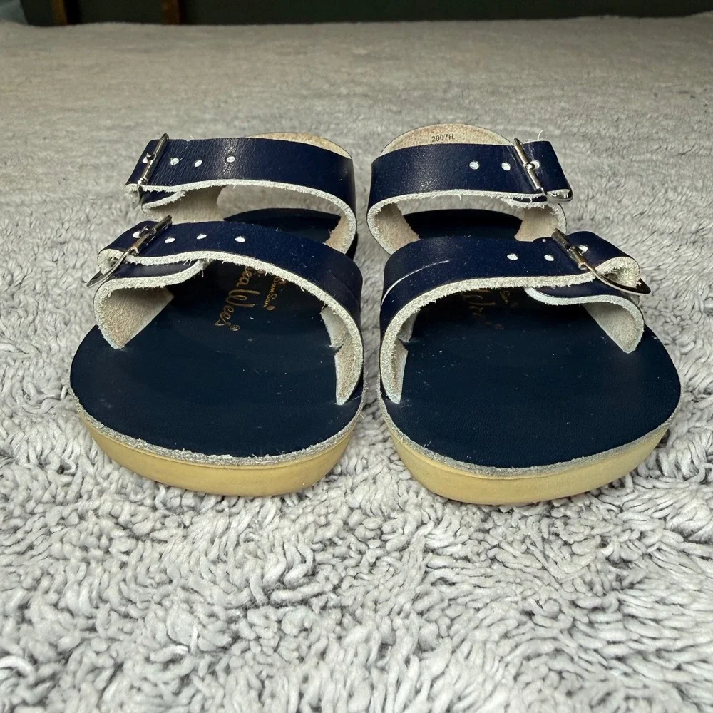 Sun-San Sea‎ Wees Navy Blue Leather Baby Toddler Sandals Size 3 Hoy Shoe Co